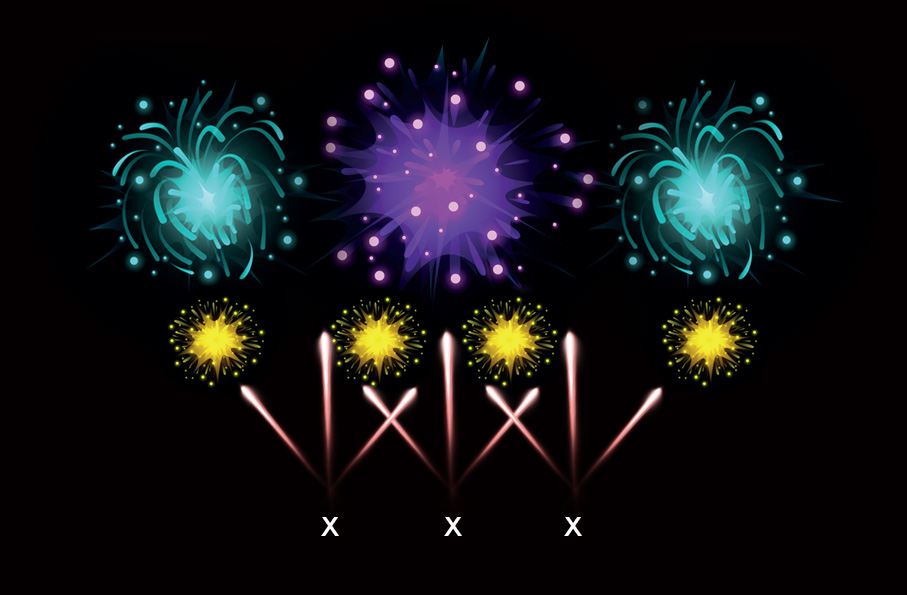 Three position wedding firework display