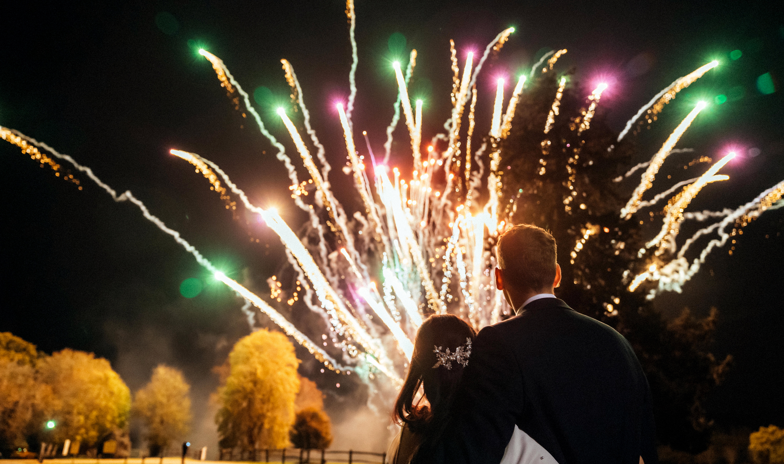 Magical wedding firework displays on your wedding day. Contact our team.